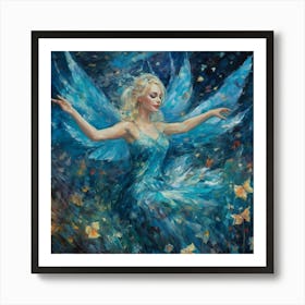 Blue Fairy Dancing Art Print