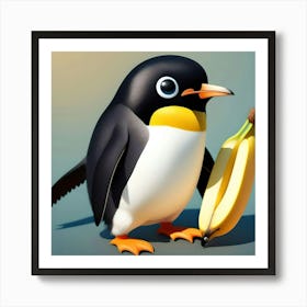 Penguin With Banana 2 Art Print