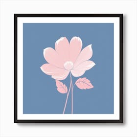 A White And Pink Flower In Minimalist Style Square Composition 628 Art Print