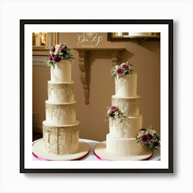 Three Tiered Wedding Cake Art Print