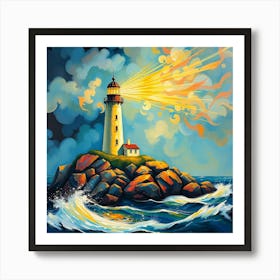 Lighthouse In The Sky Art Print