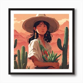 Cactus Girl 1 Art Print