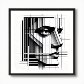 Head - Abstract Line Art Illustration 294 Art Print