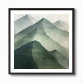 Japanese Watercolour Of Mount Amakarazi 6 Art Print