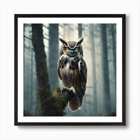 Owl In The Forest 60 Art Print