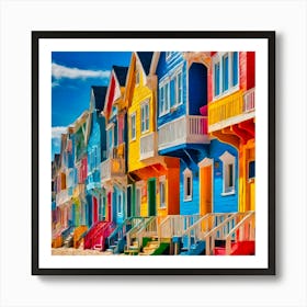 Colorful Houses On The Beach Art Print