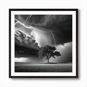 Lightning Over A Tree 3 Art Print