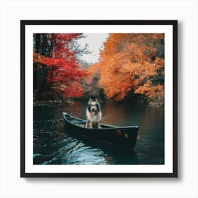 Dog In A Canoe 1 Art Print