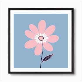 A White And Pink Flower In Minimalist Style Square Composition 473 Art Print
