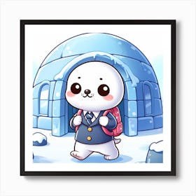 Polar Bear In School Uniform Art Print