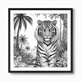 Line Art tiger 6 Art Print