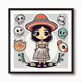 Mexico Sticker 2d Cute Fantasy Dreamy Vector Illustration 2d Flat Centered By Tim Burton Pr (35) Art Print