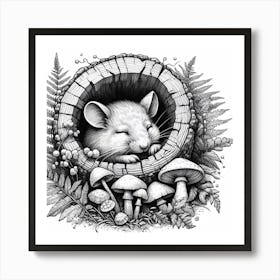 Mouse In A Mushroom Art Print