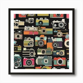 Vintage Camera Pattern Art Print