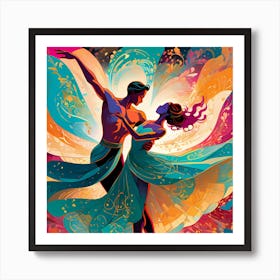 Abstract Dancing Couple Art Print
