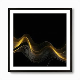 Abstract Golden Wave On Black Background Art Print