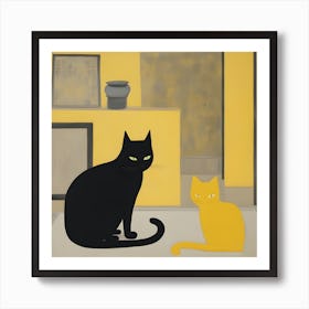 Two Cats In A Yellow Room Art Print