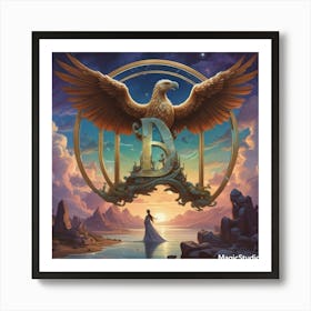 Mystical Eagle with the symbol D Art Print