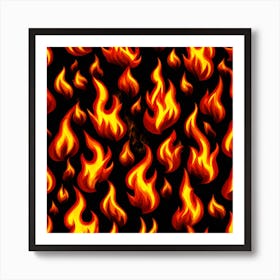 Flames On Black Background 65 Art Print