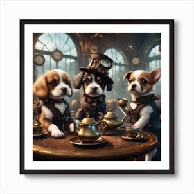 Steampunk puppies Art Print