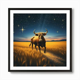 Bull In The Field 5 Art Print