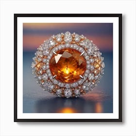 Orange Diamond Ring Art Print