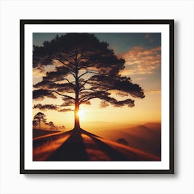 Sunset Tree - Sunset Stock Videos & Royalty-Free Footage Art Print