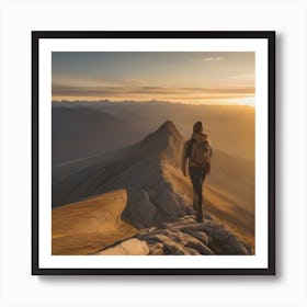 Man Standing On Top Of A Mountain 3 Art Print