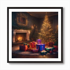 Christmas Tree In The Living Room 38 Art Print