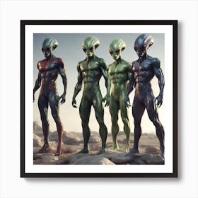 Alien Avengers 2/4 (space visitor super hero creature invasion movie figure comic sci-fi) Art Print