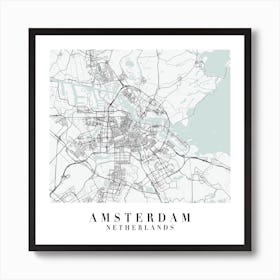 Amsterdam Netherlands Street Map Color Minimal Square Art Print