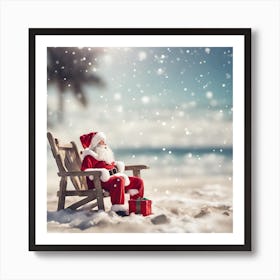 Santa Claus Sitting On A Beach Chair Poster