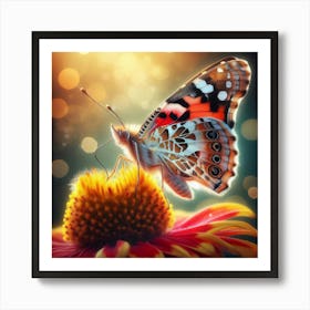 Butterfly On A Flower 17 Art Print