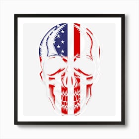 Patriotic American Flag With Skull Bundle For Men And Women Art Print