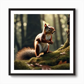 Red Squirrel In The Forest 50 Poster