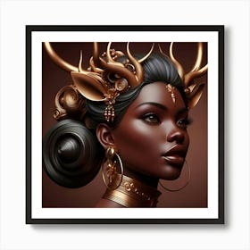 An Image Of A Beautiful Lady Buck In 3D Rendered Art Art Print