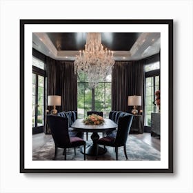 700564 Elegant Dining Room With Crystal Chandelier, Dark Xl 1024 V1 0 Art Print