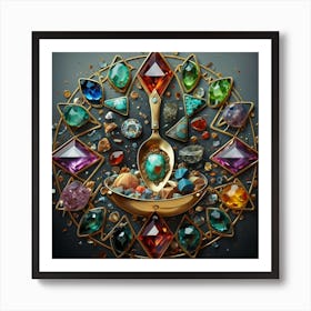 Logo made of gemstones extracted with a tablespoon. 6 Art Print