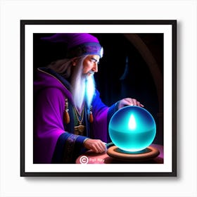 Wizard With A Crystal Ball Art Print