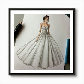 Wedding Dress Drawing Art Print