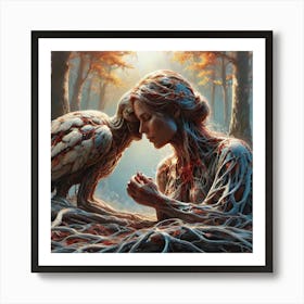 Owl And The Woman Art Print