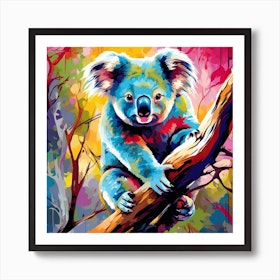 Watercolor Koala Bear Decor Colorful Koala Playig Guita Wall Art Starry  Night Painting Cute Animal Canvas Art Print Poster Baby Gift Nursery Decor