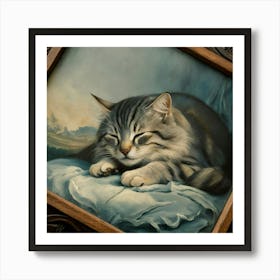 Cat Sleeping Art Print