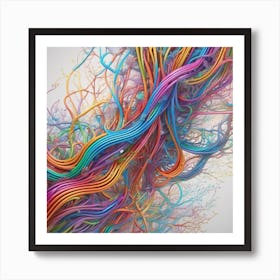 Millions Of Colourful Lines Crossing Each Others And Going All Directions Same Like In Brain Neurons 2023 11 05t125410 Art Print