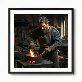 Blacksmith At Work Art Print