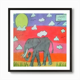 Elephant In The Grass Art Print