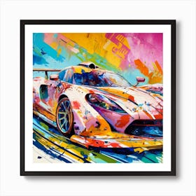 Racetrack Sports Car Cars Racing On Racetrack (2) Art Print