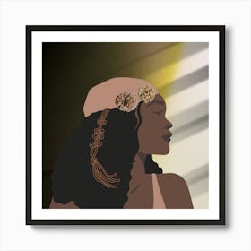 Afro-American Woman With Flowers Art Print