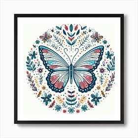 Butterfly In A Circle 2 Art Print