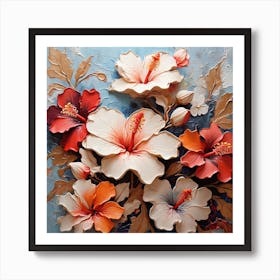 Pattern with Hibiscus flowers Art Print